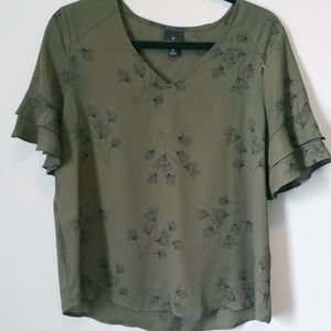 Military green airy blouse